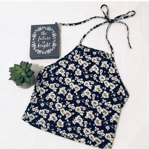 Blossom floral halter crop top nwot